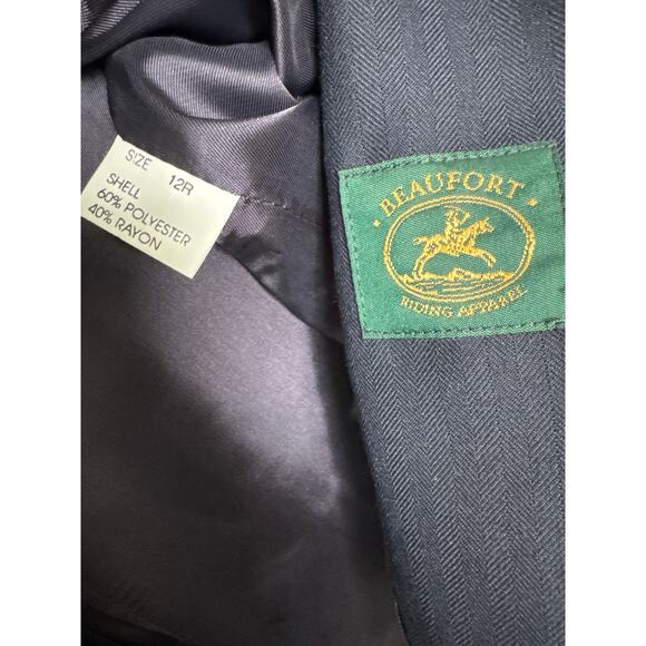 Vtg Y2K Beaufort Riding Apparel Charcoal Herringbone Equestrian Blazer small - Picture 10 of 14